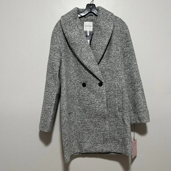 Avec Les Filles NWT Gray Shawl Collar Two Button Mid Length Coat Size Small - Picture 3 of 9